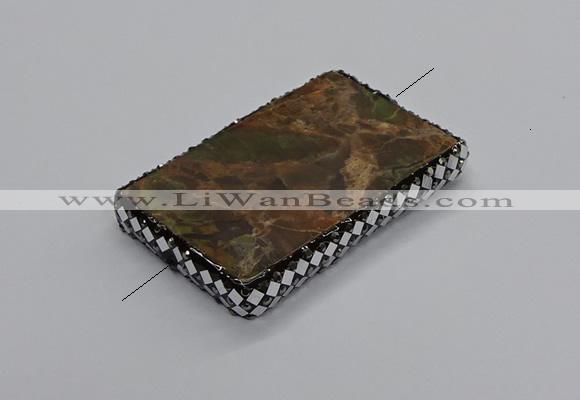 NGC1765 40*60mm rectangle ocean agate connectors wholesale