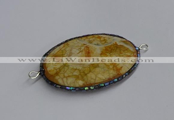 NGC1822 35*50mm oval agate gemstone connectors wholesale