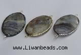 NGC1828 35*50mm oval agate gemstone connectors wholesale