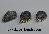 NGC1853 22*30mm - 25*35mm flat teardrop plated druzy amethyst connectors