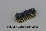 NGC1856 15*35mm - 22*30mm rectangle plated druzy amethyst connectors