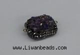 NGC1857 15*35mm - 22*30mm rectangle plated druzy amethyst connectors