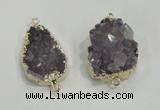 NGC196 20*28mm - 25*30mm freeform druzy amethyst connectors