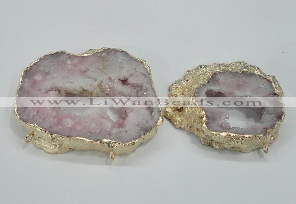 NGC202 50*60mm - 55*75mm freeform druzy agate connectors