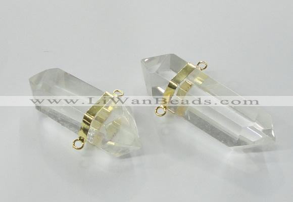 NGC266 15*45mm - 18*50mm faceted nuggets white crystal connectors