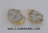 NGC267 35*45mm - 40*50mm freeform plated druzy agate connectors