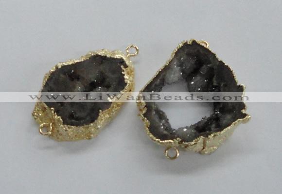 NGC272 30*35mm - 35*40mm freeform plated druzy agate connectors