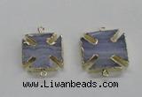 NGC274 22*22mm - 24*24mm blue lace agate gemstone connectors