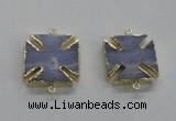 NGC275 26*26mm - 28*28mm blue lace agate gemstone connectors