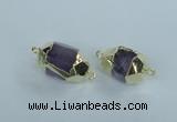 NGC340 15*20mm - 18*25mm faceted nuggets amethyst connectors