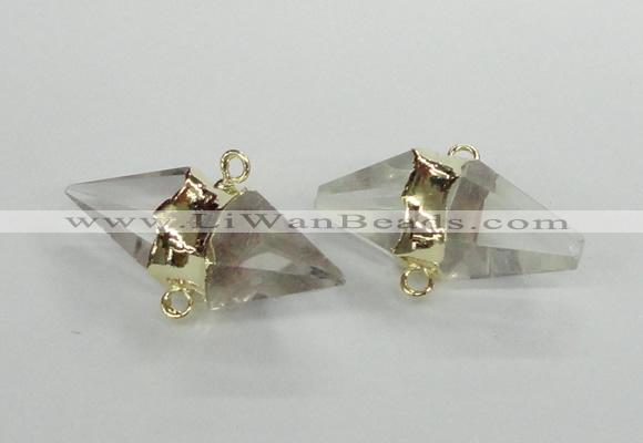 NGC345 18*30mm - 15*45mm faceted bicone white crystal connectors