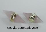 NGC347 18*30mm - 15*45mm faceted bicone rose quartz connectors