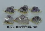 NGC375 20*25mm - 25*30mm freeform druzy amethyst connectors