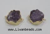 NGC420 25mm coin druzy amethyst gemstone connectors wholesale