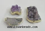 NGC438 20*25mm - 25*30mm freeform druzy amethyst gemstone connectors