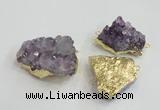 NGC439 20*25mm - 25*30mm freeform druzy amethyst gemstone connectors