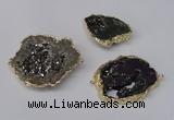 NGC487 25*35mm - 40*45mm freefrom plated druzy agate connectors