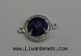 NGC5022 20mm flat round lapis lazuli with rhinestone connectors