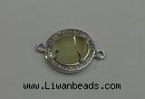 NGC5023 20mm flat round lemon quartz with rhinestone connectors