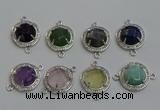 NGC5025 20mm flat round mixed gemstone connectors wholesale