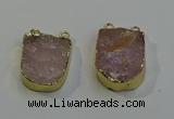 NGC5026 20*35mm - 25*40mm freeform rose quartz connectors