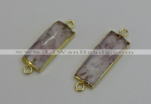 NGC5076 12*30mm - 15*35mm faceted rectangle light amethyst connectors