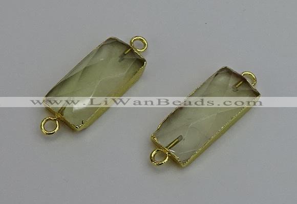 NGC5078 12*30mm - 15*35mm faceted rectangle lemon quartz connectors