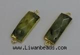 NGC5080 12*30mm - 15*35mm rectangle green rutilated quartz connectors