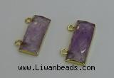 NGC5097 12*30mm - 15*35mm faceted rectangle light amethyst connectors