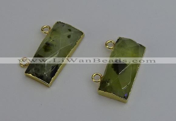 NGC5100 12*30mm - 15*35mm rectangle green rutilated quartz connectors