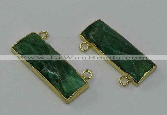 NGC5105 12*30mm - 15*30mm rectangle African green stone connectors