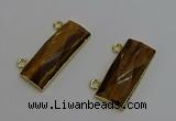 NGC5106 12*30mm - 15*35mm faceted rectangle yellow tiger eye connectors