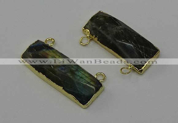 NGC5109 12*30mm - 15*30mm faceted rectangle labradorite connectors