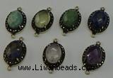 NGC5137 16*20mm oval mixed gemstone connectors wholesale