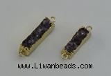 NGC5265 8*25mm - 10*32mm rectangle druzy amethyst connectors