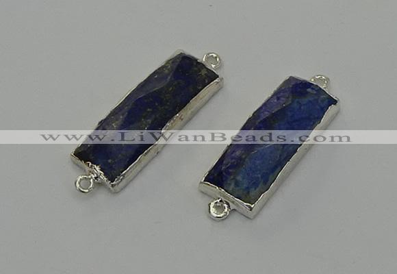 NGC5305 12*30mm - 15*35mm faceted rectangle lapis lazuli connectors