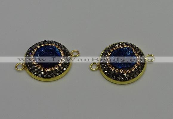 NGC5318 20mm - 22mm coin plated druzy agate connectors