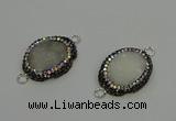 NGC5333 22*28mm oval plated druzy agate connectors wholesale