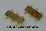 NGC5354 12*30mm - 15*30mm faceted rectangle citrine connectors