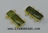 NGC5356 12*30mm - 15*30mm rectangle green rutilated quartz connectors