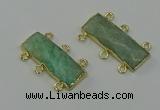 NGC5359 12*30mm - 15*30mm faceted rectangle amazonite connectors