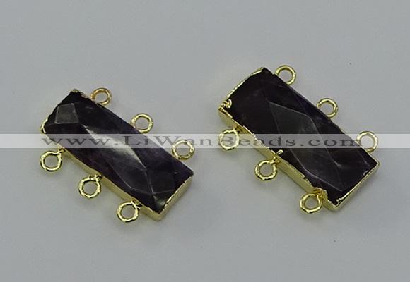 NGC5367 12*30mm - 15*30mm faceted rectangle amethyst connectors