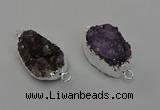 NGC5455 20*25mm - 20*30mm freeform druzy amethyst connectors