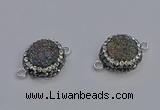 NGC5463 14mm - 15mm flower plated druzy agate connectors wholesale