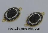 NGC5481 18*25mm oval plated druzy agate gemstone connectors