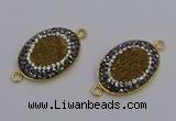 NGC5486 18*25mm oval plated druzy agate gemstone connectors