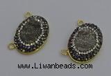 NGC5500 18*25mm oval plated druzy agate gemstone connectors