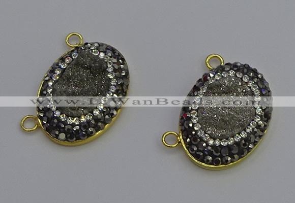 NGC5500 18*25mm oval plated druzy agate gemstone connectors