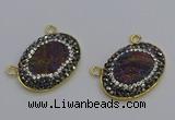 NGC5503 18*25mm oval plated druzy agate gemstone connectors