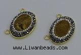 NGC5506 18*25mm oval plated druzy agate gemstone connectors